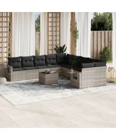 vidaXL vidaXL 11-cz. zestaw mebli ogrodowych z poduszkami, szary rattan PE Dārza mēbeļu komplekti