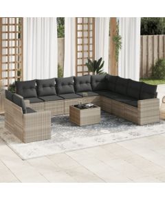 vidaXL vidaXL 11-cz. zestaw mebli ogrodowych z poduszkami, szary rattan PE Dārza mēbeļu komplekti