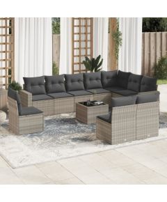 vidaXL vidaXL 11-cz. zestaw mebli ogrodowych z poduszkami, szary rattan PE Dārza mēbeļu komplekti
