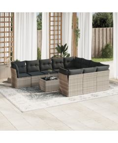 vidaXL vidaXL 11-cz. zestaw mebli ogrodowych z poduszkami, szary rattan PE Dārza mēbeļu komplekti