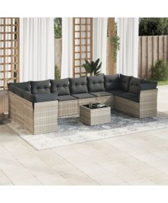 vidaXL vidaXL 11-cz. zestaw mebli ogrodowych z poduszkami, szary rattan PE Dārza mēbeļu komplekti