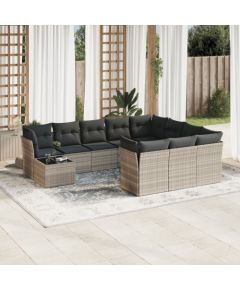 vidaXL vidaXL 11-cz. zestaw mebli ogrodowych z poduszkami, szary rattan PE Dārza mēbeļu komplekti