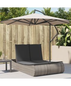 vidaXL vidaXL Podwójna leżanka z poduszkami, szara, polirattan Шезлонги и пляжные стулья