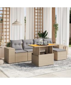 vidaXL vidaXL 6-cz. zestaw mebli ogrodowych z poduszkami, beżowy, polirattan Dārza mēbeļu komplekti