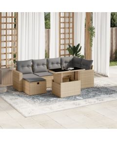 vidaXL vidaXL 7-cz. zestaw wypoczynkowy do ogrodu, z poduszkami, beżowy Dārza mēbeļu komplekti