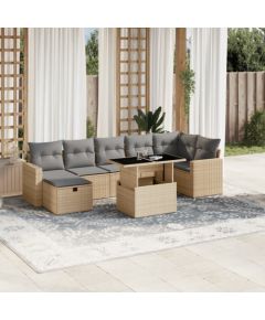 vidaXL vidaXL 8-cz. zestaw mebli ogrodowych z poduszkami, beżowy, polirattan Dārza mēbeļu komplekti