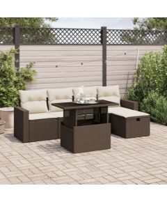 vidaXL vidaXL 6-cz. zestaw wypoczynkowy do ogrodu, z poduszkami, brązowy Dārza mēbeļu komplekti