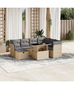 vidaXL vidaXL 8-cz. zestaw mebli ogrodowych z poduszkami, beżowy, polirattan Dārza mēbeļu komplekti