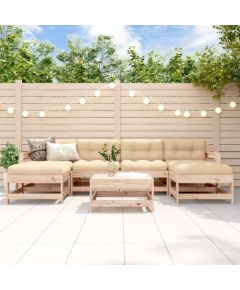 vidaXL vidaXL 7-cz. zestaw mebli ogrodowych, lite drewno sosnowe Dārza mēbeļu komplekti