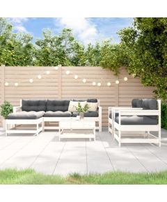 vidaXL vidaXL 7-cz. zestaw mebli ogrodowych, biały, lite drewno sosnowe Dārza mēbeļu komplekti