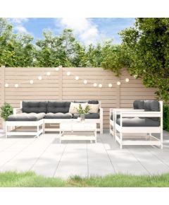 vidaXL vidaXL 7-cz. zestaw mebli ogrodowych, biały, lite drewno sosnowe Dārza mēbeļu komplekti