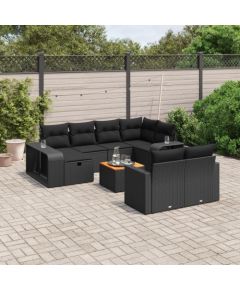 vidaXL 11-częściowy zestaw wypoczynkowy do ogrodu, poduszki czarny rattan PE Dārza mēbeļu komplekti