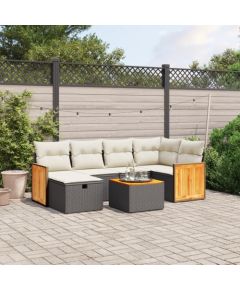 vidaXL 7-częsciowy zestaw wypoczynkowy do ogrodu, z poduszkami, czarny Dārza mēbeļu komplekti