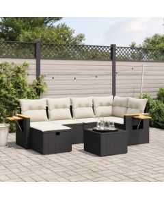 vidaXL 7-częsciowy zestaw wypoczynkowy do ogrodu, z poduszkami, czarny Dārza mēbeļu komplekti