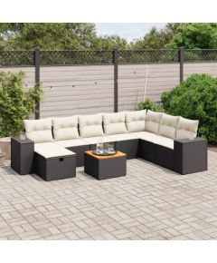 vidaXL 9-częsciowy zestaw wypoczynkowy do ogrodu, z poduszkami, czarny Dārza mēbeļu komplekti