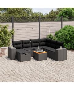 vidaXL 8-częsciowy zestaw wypoczynkowy do ogrodu, z poduszkami, czarny Dārza mēbeļu komplekti