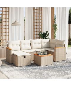 vidaXL 7-częsciowy zestaw wypoczynkowy do ogrodu, z poduszkami, beżowy Dārza mēbeļu komplekti