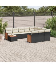 vidaXL 11-częściowy zestaw wypoczynkowy do ogrodu, poduszki czarny rattan PE Dārza mēbeļu komplekti