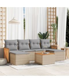 vidaXL 7-częściowy zestaw wypoczynkowy do ogrodu, z poduszkami, beżowy Dārza mēbeļu komplekti