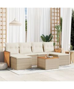 vidaXL 7-częściowy zestaw wypoczynkowy do ogrodu, z poduszkami, beżowy Dārza mēbeļu komplekti