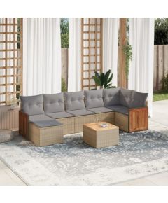 vidaXL 8-częściowy zestaw mebli ogrodowych z poduszkami, beżowy, polirattan Dārza mēbeļu komplekti