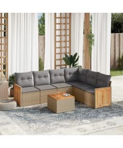 vidaXL 7-częściowy zestaw wypoczynkowy do ogrodu, z poduszkami, beżowy Dārza mēbeļu komplekti