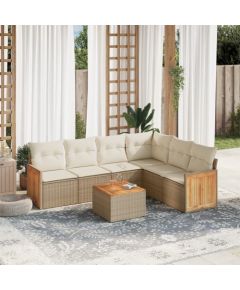 vidaXL 7-częściowy zestaw wypoczynkowy do ogrodu, z poduszkami, beżowy Dārza mēbeļu komplekti