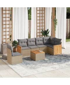 vidaXL 7-częściowy zestaw wypoczynkowy do ogrodu, z poduszkami, beżowy Dārza mēbeļu komplekti