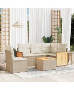 vidaXL 6-częściowy zestaw mebli ogrodowych z poduszkami, beżowy, polirattan Dārza mēbeļu komplekti