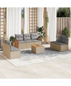 vidaXL 8-częsciowy zestaw mebli ogrodowych z poduszkami, beżowy, polirattan Dārza mēbeļu komplekti