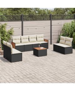 vidaXL 9-częsciowy zestaw wypoczynkowy do ogrodu, z poduszkami, czarny Dārza mēbeļu komplekti