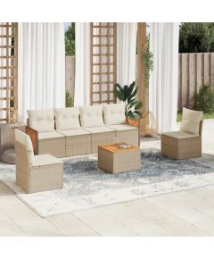 vidaXL 7-częsciowy zestaw wypoczynkowy do ogrodu, z poduszkami, beżowy Dārza mēbeļu komplekti