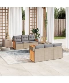 vidaXL 7-częściowy zestaw wypoczynkowy do ogrodu, z poduszkami, beżowy Dārza mēbeļu komplekti