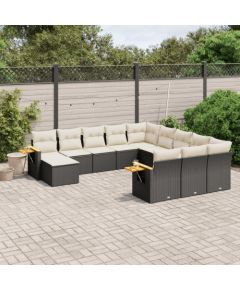 vidaXL 11-częściowy zestaw wypoczynkowy do ogrodu, poduszki czarny rattan PE Dārza mēbeļu komplekti