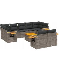 vidaXL 10-częściowy zestaw wypoczynkowy do ogrodu, z poduszkami, szary Dārza mēbeļu komplekti