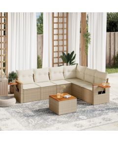 vidaXL 7-częściowy zestaw wypoczynkowy do ogrodu, z poduszkami, beżowy Dārza mēbeļu komplekti