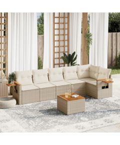 vidaXL 7-częściowy zestaw wypoczynkowy do ogrodu, z poduszkami, beżowy Dārza mēbeļu komplekti