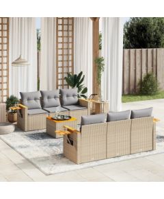 vidaXL 7-częściowy zestaw wypoczynkowy do ogrodu, z poduszkami, beżowy Dārza mēbeļu komplekti