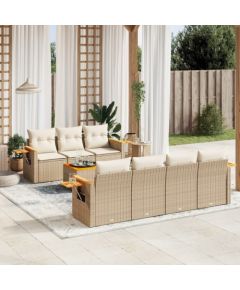 vidaXL 8-częściowy zestaw mebli ogrodowych z poduszkami, beżowy, polirattan Dārza mēbeļu komplekti