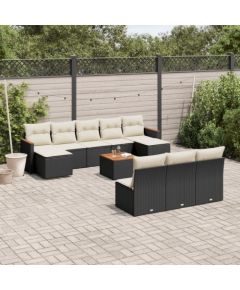 vidaXL 11-częściowy zestaw wypoczynkowy do ogrodu, poduszki czarny rattan PE Dārza mēbeļu komplekti