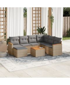 vidaXL 8-częściowy zestaw mebli ogrodowych z poduszkami, beżowy, polirattan Dārza mēbeļu komplekti