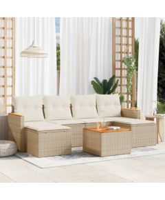 vidaXL 7-częściowy zestaw wypoczynkowy do ogrodu, z poduszkami, beżowy Dārza mēbeļu komplekti