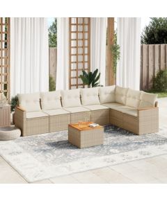 vidaXL 8-częściowy zestaw mebli ogrodowych z poduszkami, beżowy, polirattan Dārza mēbeļu komplekti