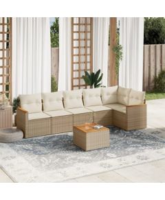 vidaXL 7-częściowy zestaw wypoczynkowy do ogrodu, z poduszkami, beżowy Dārza mēbeļu komplekti