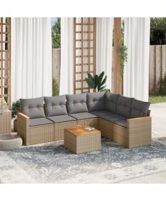 vidaXL 7-częściowy zestaw wypoczynkowy do ogrodu, z poduszkami, beżowy Dārza mēbeļu komplekti