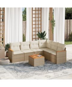 vidaXL 7-częściowy zestaw wypoczynkowy do ogrodu, z poduszkami, beżowy Dārza mēbeļu komplekti