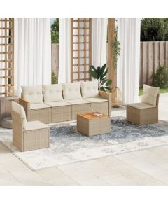 vidaXL 7-częściowy zestaw wypoczynkowy do ogrodu, z poduszkami, beżowy Dārza mēbeļu komplekti