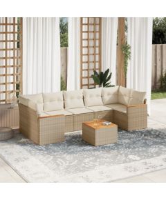 vidaXL 8-częściowy zestaw mebli ogrodowych z poduszkami, beżowy, polirattan Dārza mēbeļu komplekti