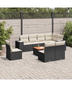 vidaXL 9-częściowy zestaw wypoczynkowy do ogrodu, z poduszkami, czarny Dārza mēbeļu komplekti