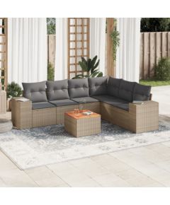 vidaXL 7-częściowy zestaw wypoczynkowy do ogrodu, z poduszkami, beżowy Dārza mēbeļu komplekti